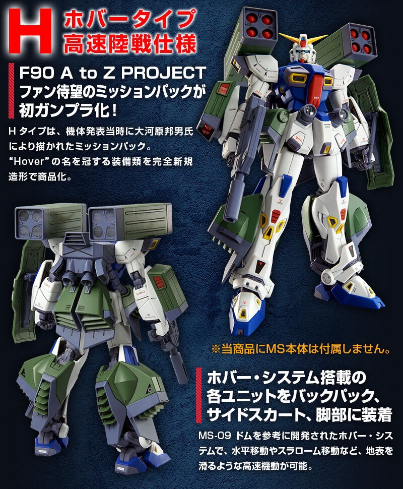 PRE-ORDER : MG 1/100 Mission Pack H-Type (for Gundam F90) Plastic Model
