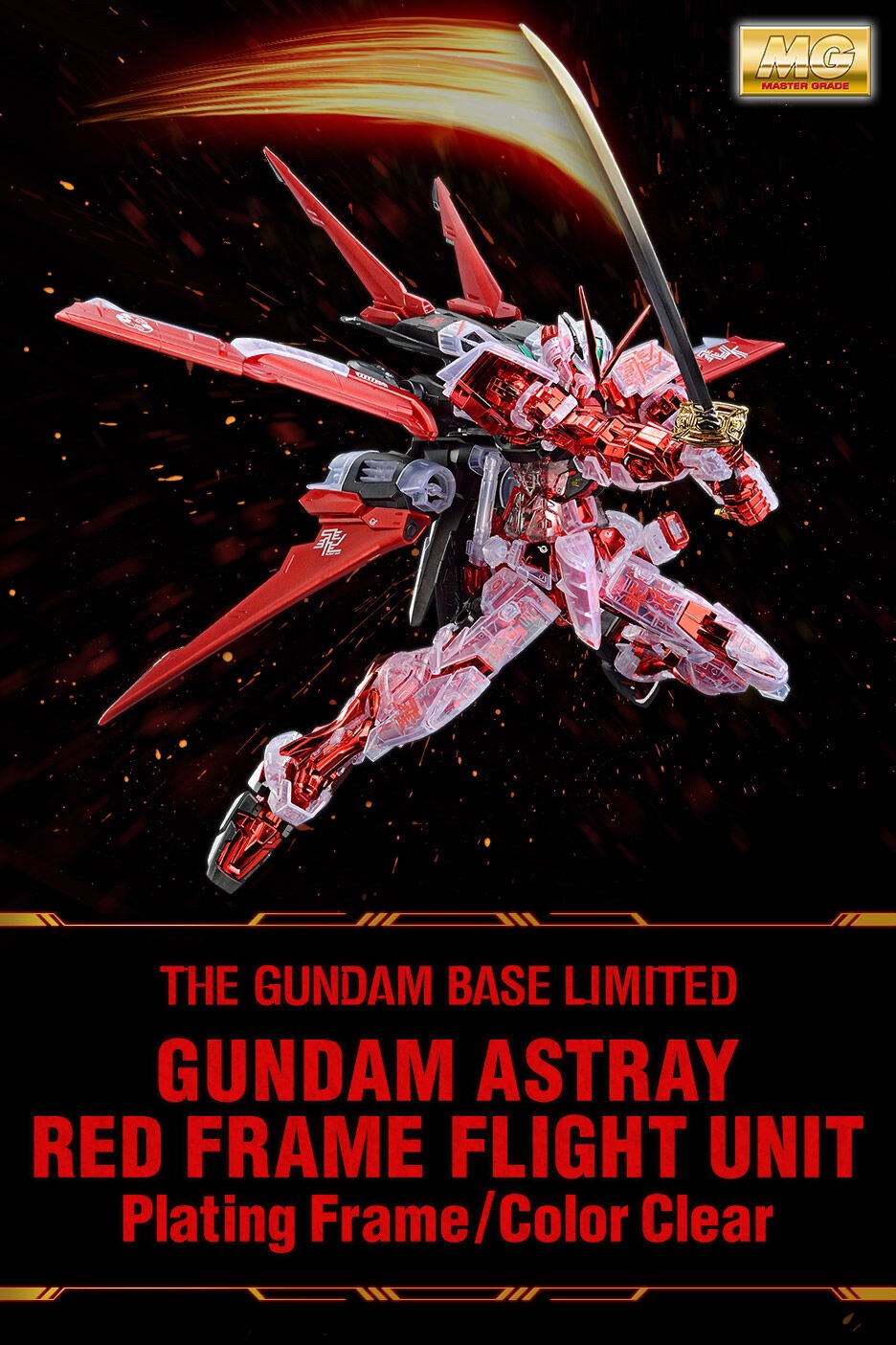 PRE-ORDER : MG 1/100 The Gundam Base Limited ASTRAY RED FRAME FLIGHT UNIT Plating Frame/Color Clear Plastic Model