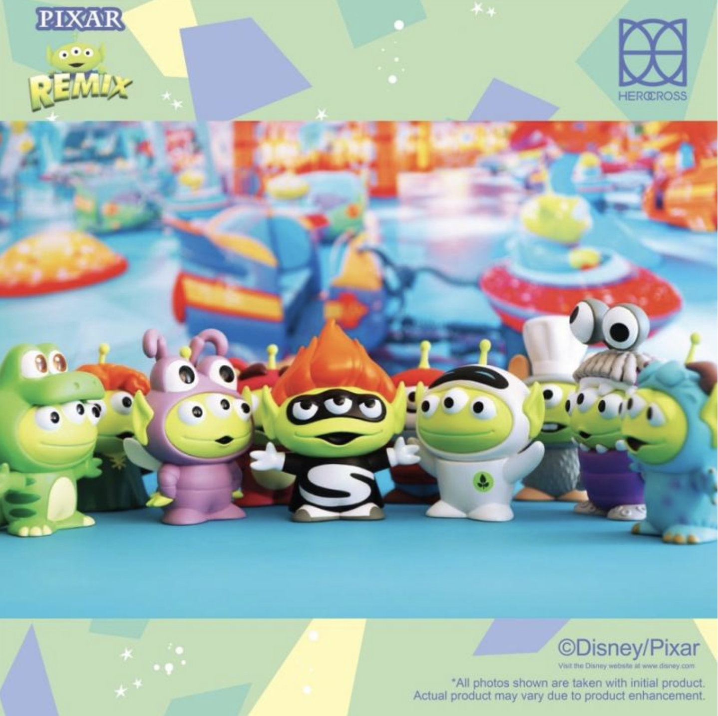กล่องสุ่ม Miniso Alien Remix : Toy Story Little Green Men Blind Box by Herocross (Set of 9)