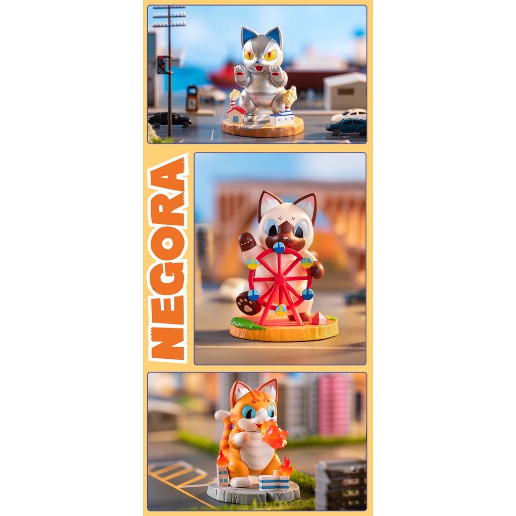 Blind Box ชุดน้องแมวก็อตซิลล่า ได้1ตัว - Kaiju Negora Godzilla Cat by Pop Mart (Set of 12 + 1secret)