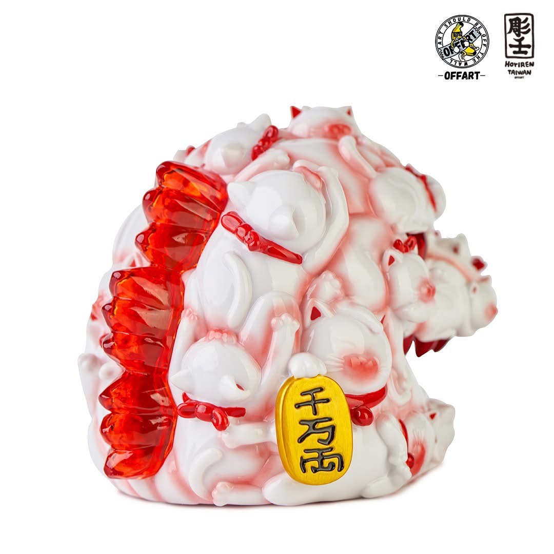 Pre-order : Red Flame Hundred Cats Porcelain / Enamel Red Mini Bust PVC Figure by OFFART x Horiren