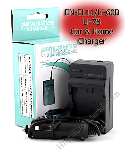 Home + CarBattery Charger For Nikon EN-EL11 Li60B Li78