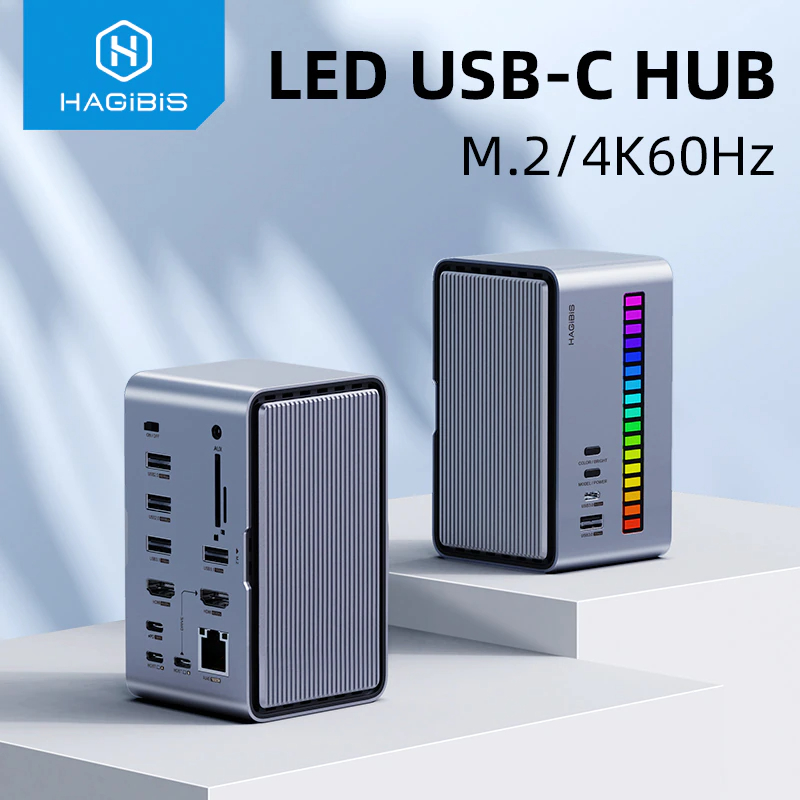 Hagibis U100pro USB C Hub Type-C Adapter100W PD Charging, 4K 60Hz HDMI , USB 3.0,SD Micro SD Card Reader Aux 3.5mm