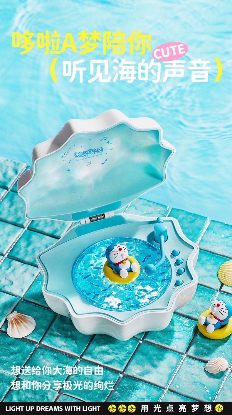 ร้าน🇹🇭 พร้อมส่ง✨ ลำโพงบลูทูธโดเรม่อน มีไฟ ลิขสิทธิ์แท้ Doraemon Shell Lamp Speaker