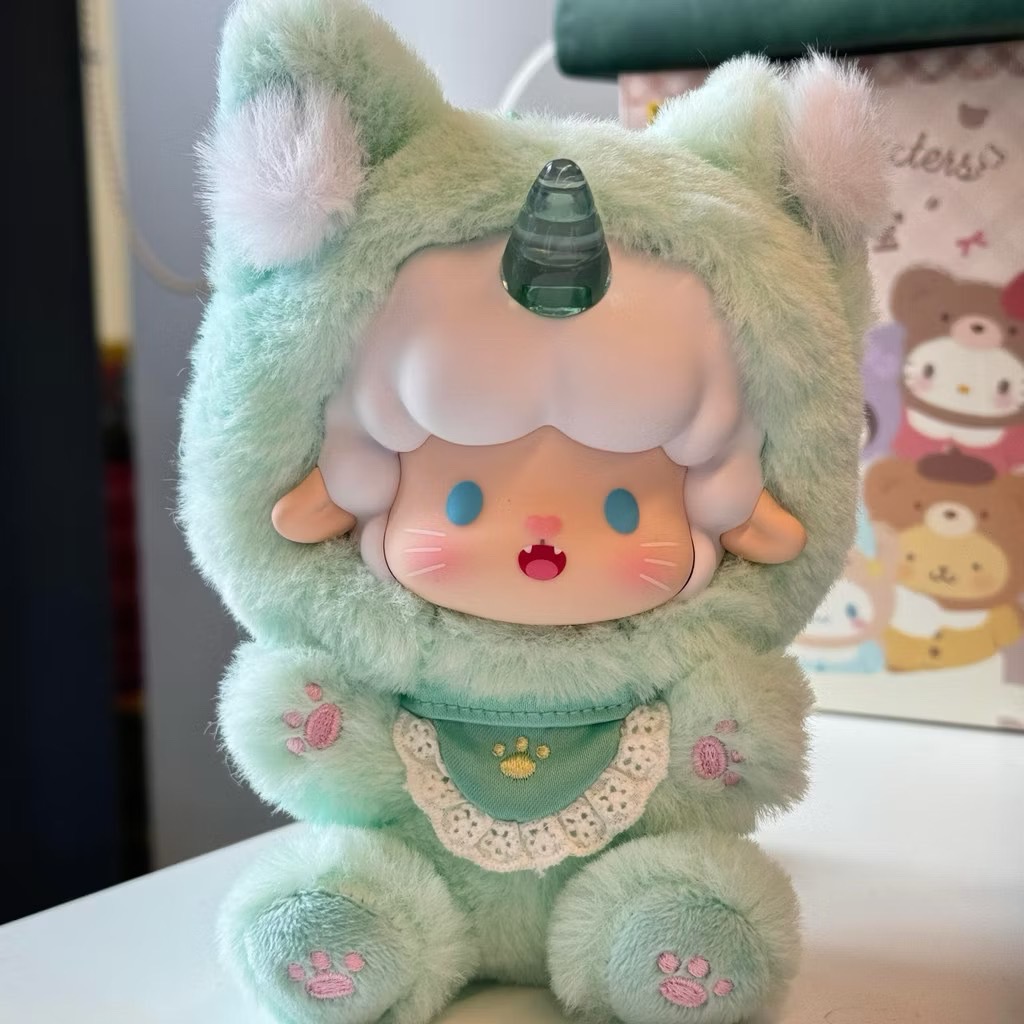 ตุ๊กตาพวงกุญแจ ลิขสิทธิ์แท้ - Gyun Candy Land Rolled Sheep Lucky Cat Series Plush Pendant Keychain by Top Toy