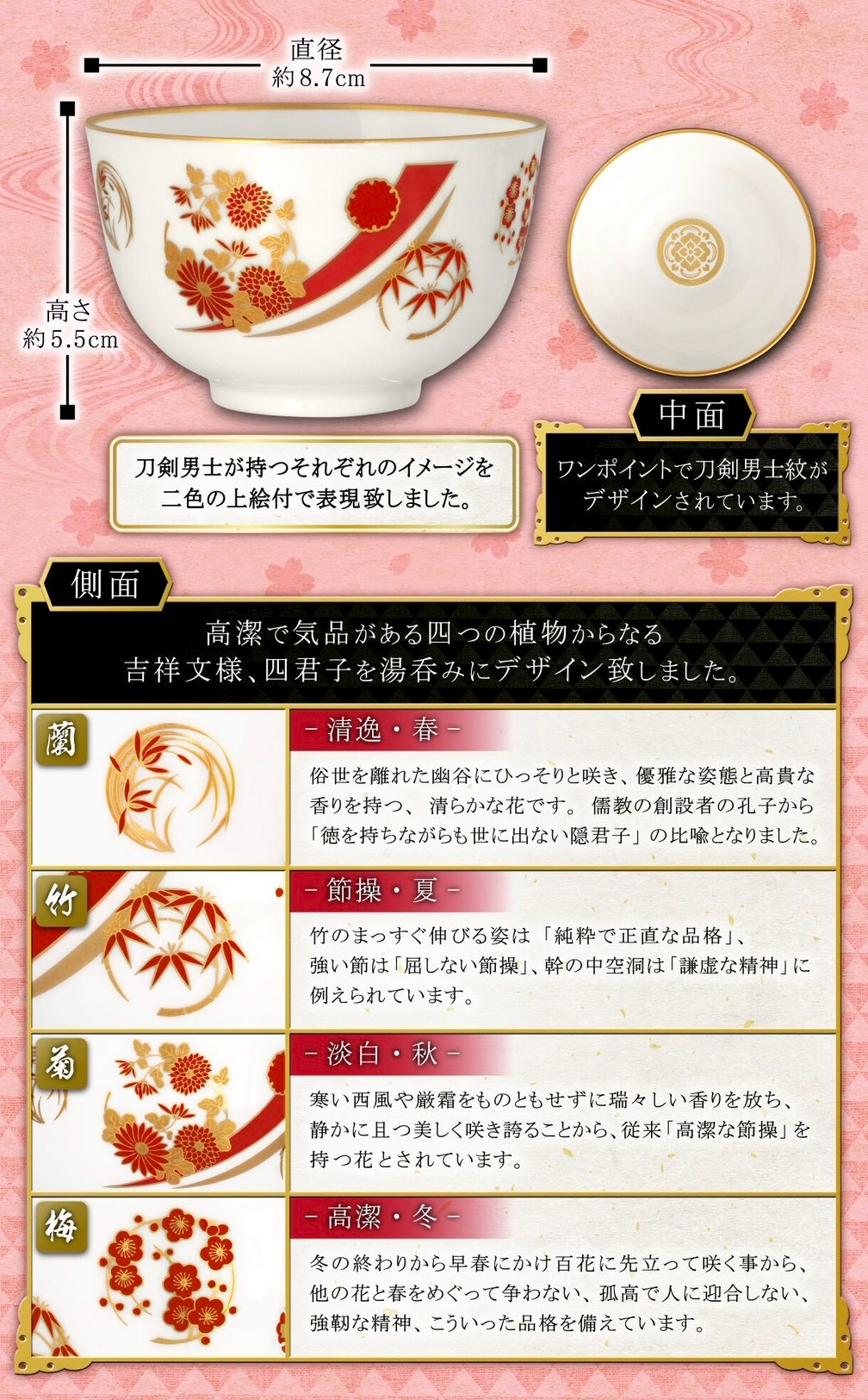 PRE-ORDER : Touken Ranbu ONLINE x Koransha Arita Ware Teacup -The Five Beginnings-