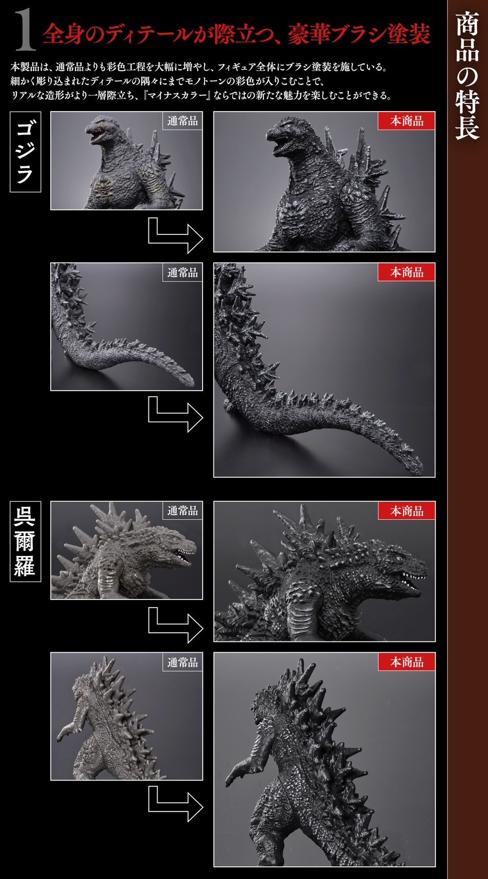 Godzilla - Movie Monster Series Godzilla (2023) & Wu Erluo (2023) Minus Color ver. by Premium Bandai (Limited มีกล่องน้ำตาล)