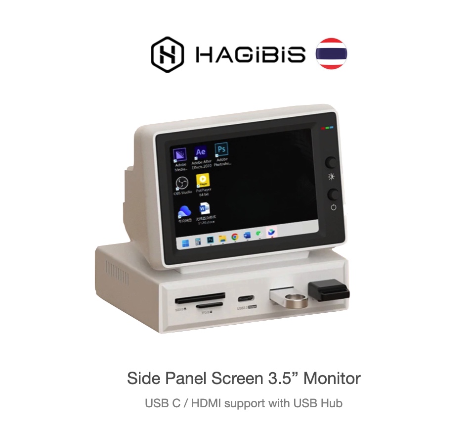 ส่งจาก กทม ประกันไทย Hagibis X86 side panel จอจิ๋ว 3.5inch IPS 960x640model USB Mini Screen with USB C Hub, USB-C&HDMI Monitor