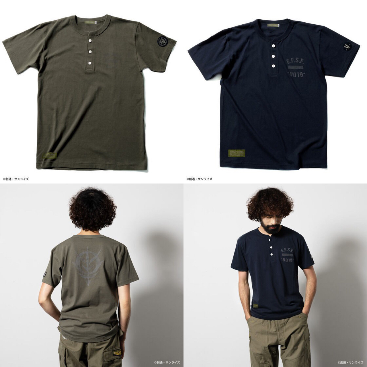 PRE-ORDER : STRICT-G.ARMS "Mobile Suit Gundam" Henley Neck Short Sleeve T-shirt Reflector