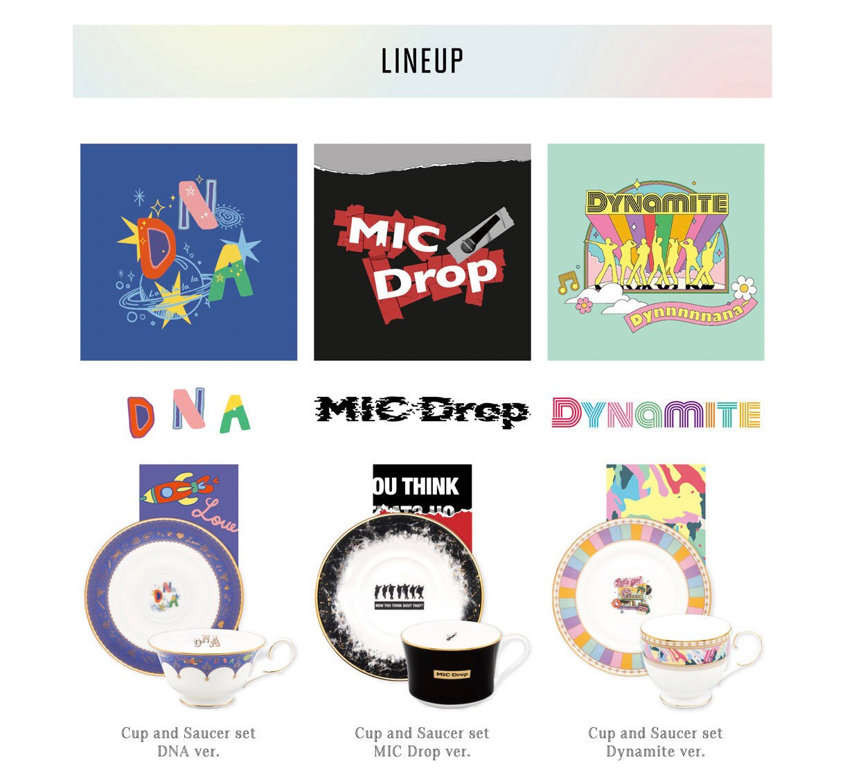 PRE-ORDER : Noritake Cup&Saucer set BTS Music Theme DNA ver./ MIC Drop ver. / Dynamite ver.