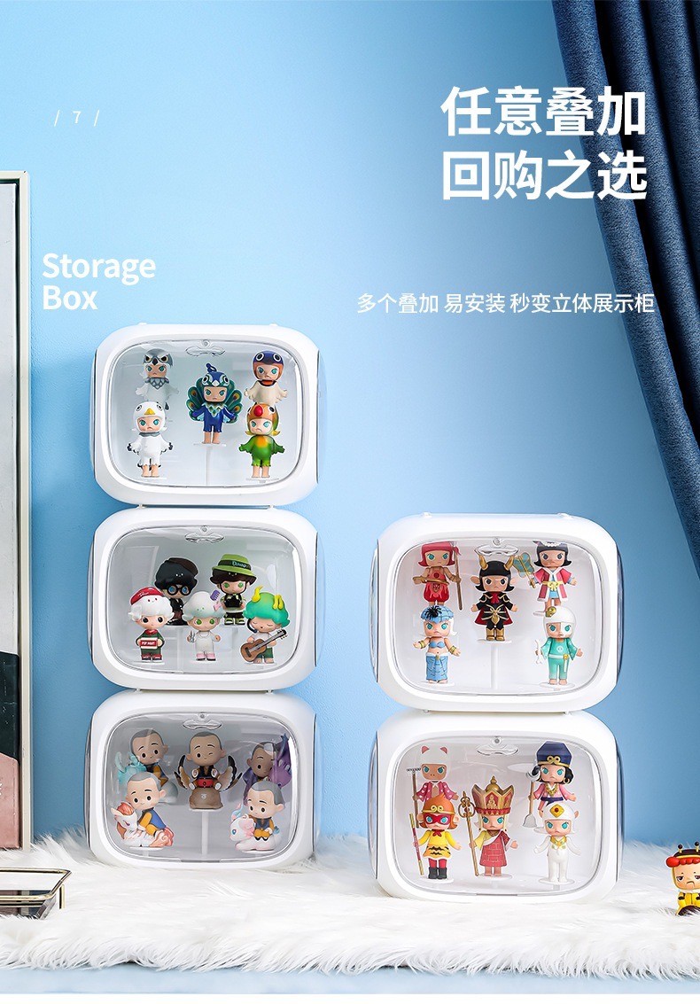 กล่องแคปซูลใส่โมเดล Model Showcase กันฝุ่น สีขาว ไม่มีไฟ