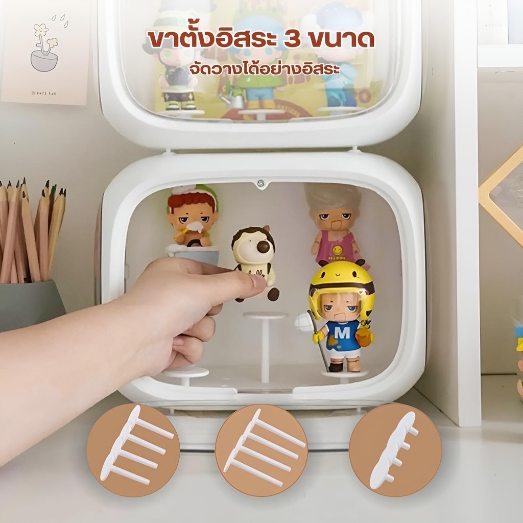 กล่องแคปซูลใส่โมเดล Model Showcase กันฝุ่น สีขาว ไม่มีไฟ