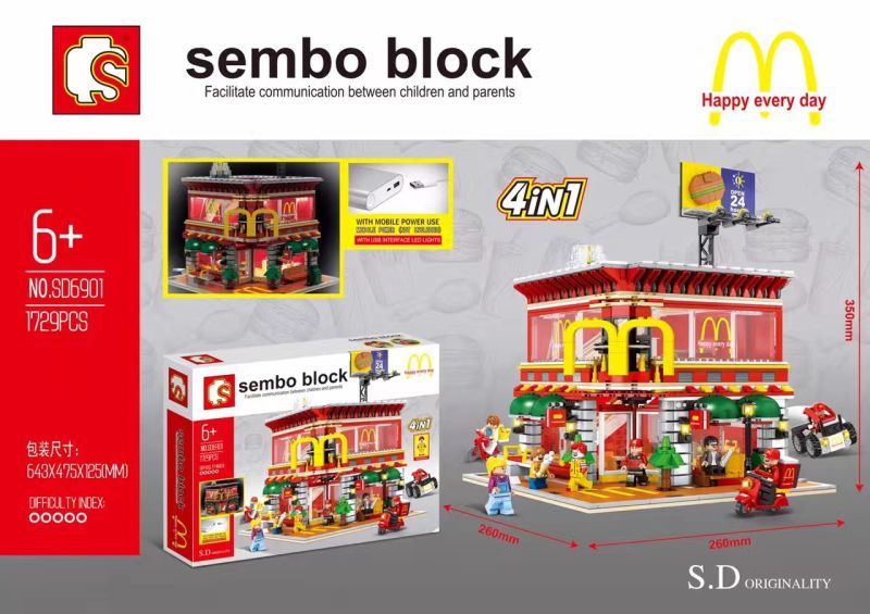 Sembo Block SD6901 McDonald Restaurant 4 in 1 (with LED) 1729pcs