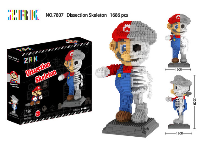 ZRK 7807 Dissection Skeleton Mario 1686pcs