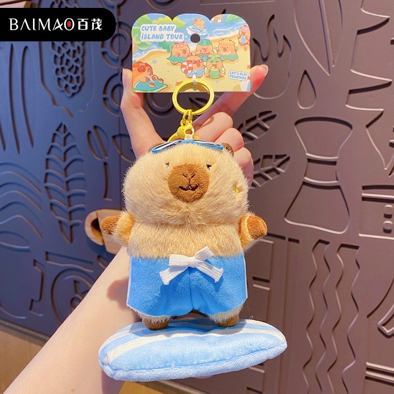 ตุ๊กตาพวงกุญแจ คาปิบาร่า ลิขสิทธิ์แท้ Capybara - Island Resort Series Plush Pendant Keychain by Baimao