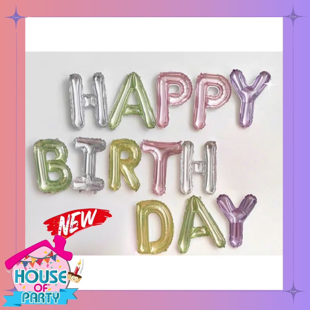 เซ็ตลูกโป่งฟอยล์ข้อความ HAPPY BIRTHDAY