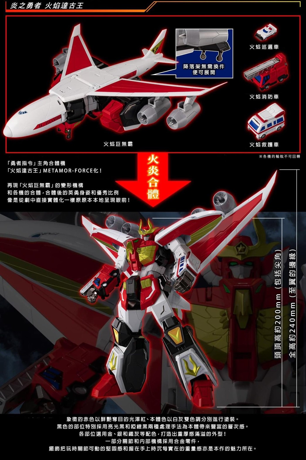 Pre-order : METAMOR-FORCE Brave Command Dagwon FIRE DAGWON (Bonus Parts Ver.) By Sentinel