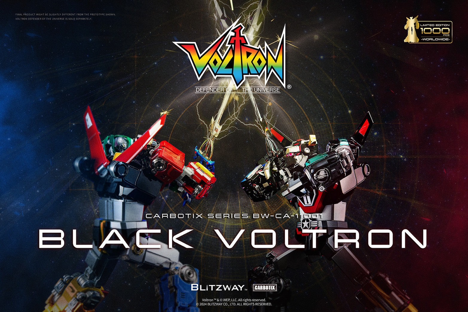 หุ่นยนต์ CARBOTIX - *Limited 1,000 pcs Worldwide* Carbotix Black Voltron & Base Complete Set by Blitzway (หุ่น+ฐาน+อาวุธเสริม) (มีกล่องน้ำตาล)
