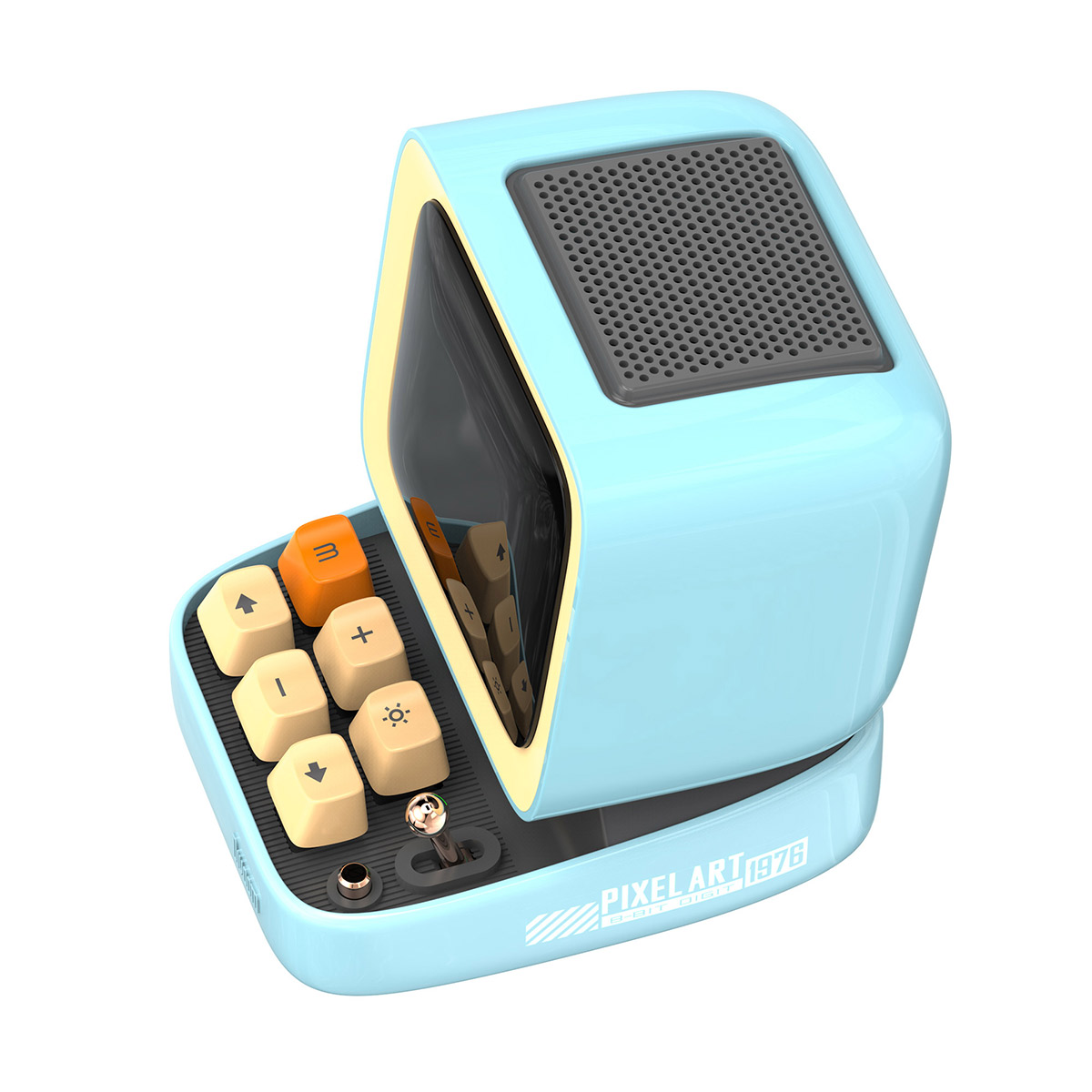 Divoom Ditoo Pro ลำโพง Bluetooth Pixel Art Mechanical Button สีฟ้า Blue