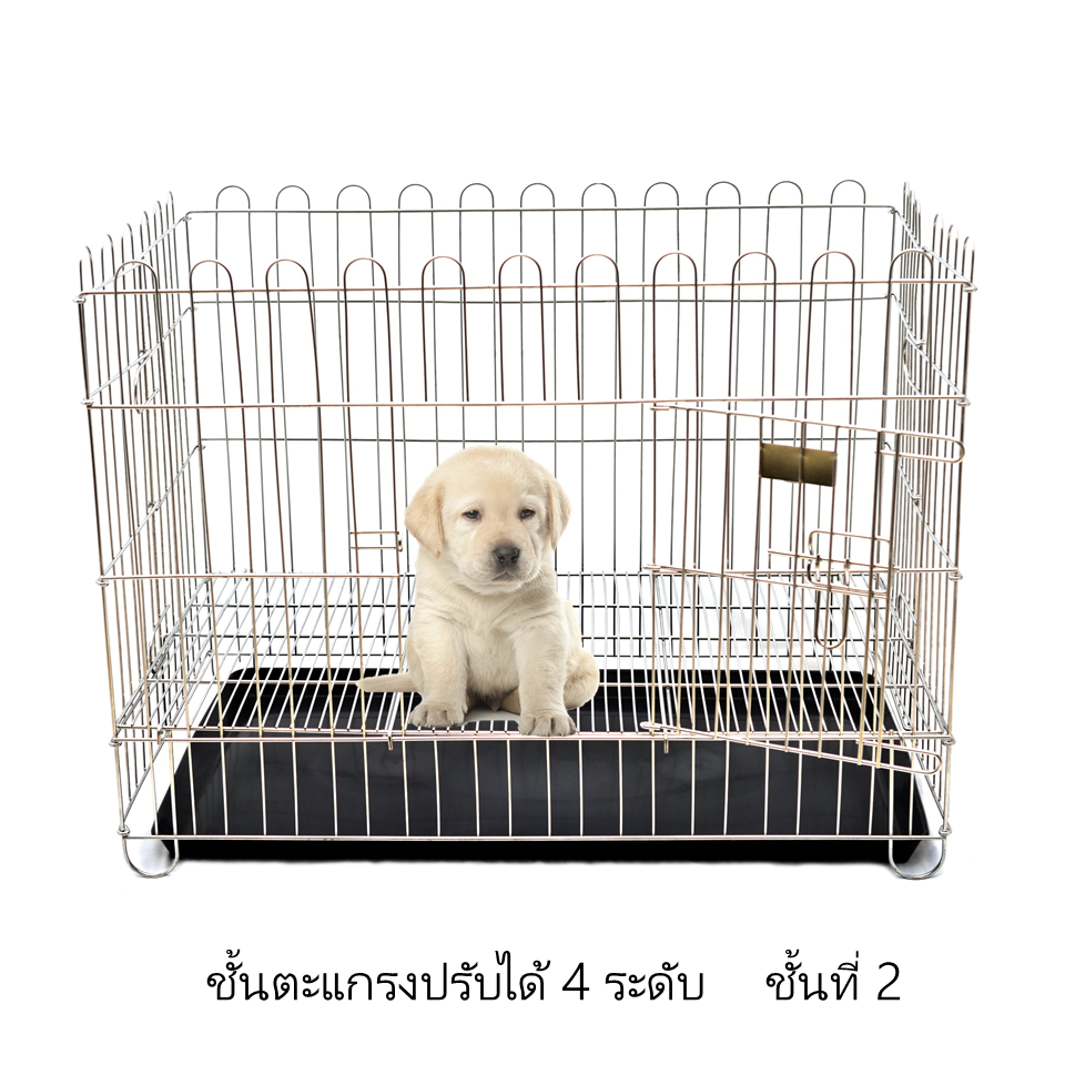 คอกสุนัขสแตนเลส size S (มีถาดรอง)