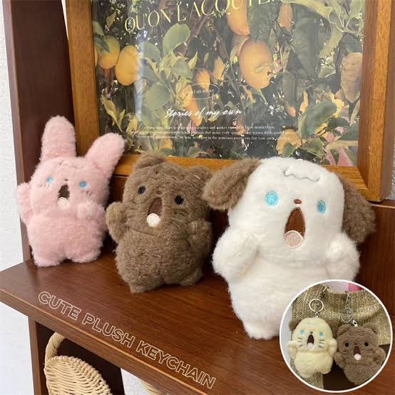 พวงกุญแจ Screaming & Shouting Puppy Dog 🐶 Kitten Cat 🐱 Teddy Bear 🐻 Bunny Rabbit 🐰 Fluffy Plush Keychain