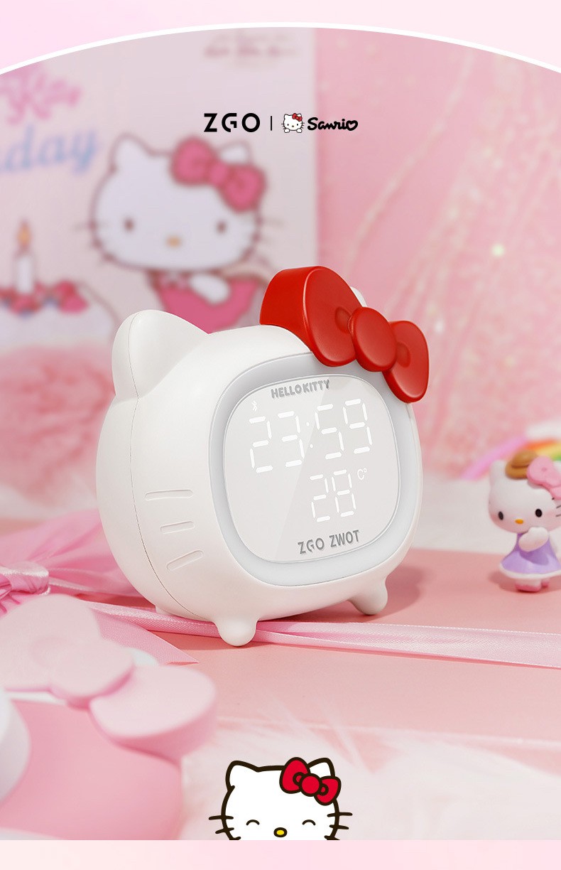 ZGO x HELLO KITTY นาฬิกาปลุกคิตตี้มีไฟ+ลำโพงบลูทูธ