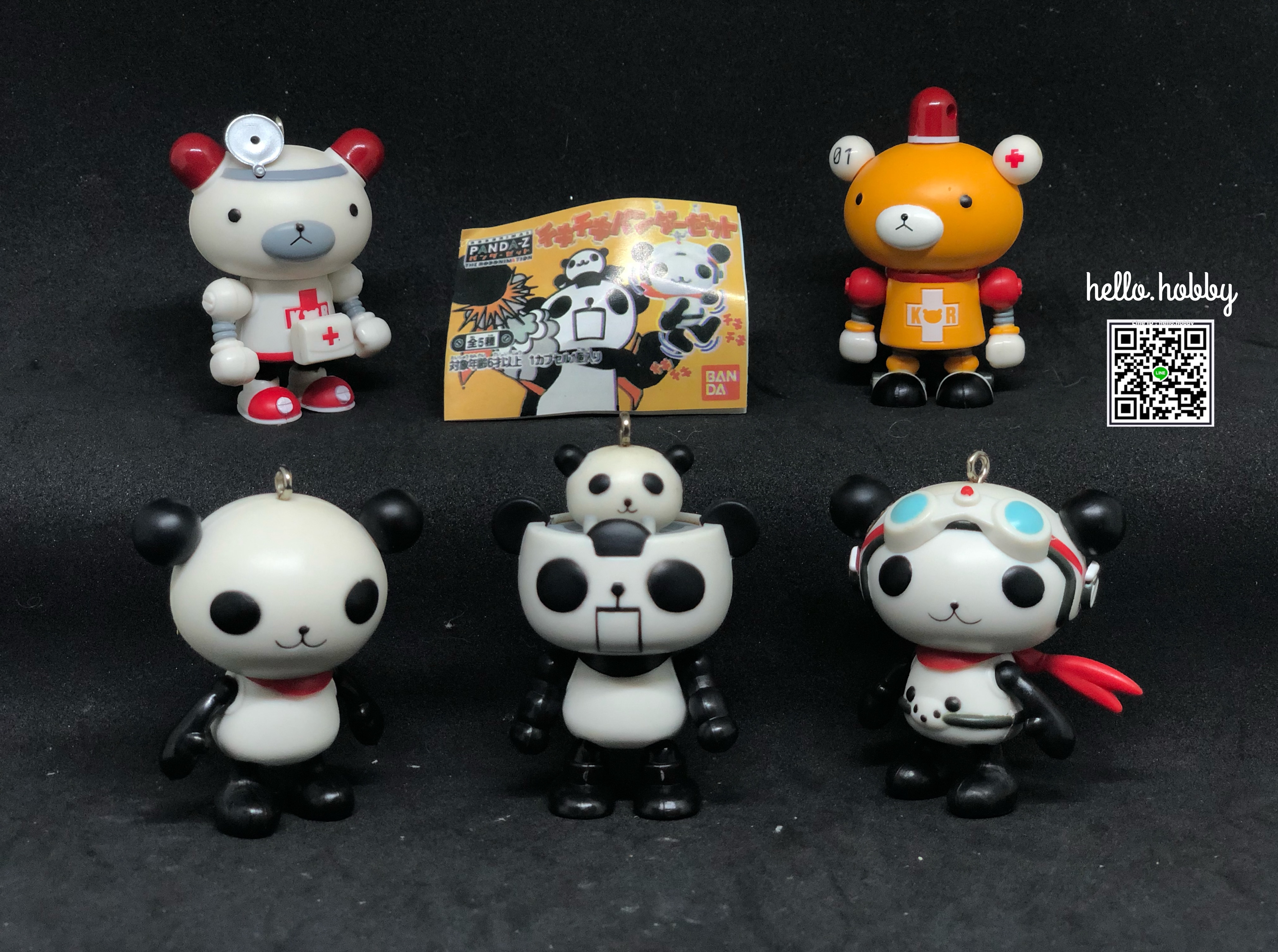 Gashapon พวงกุญแจ : Panda-Z: The Robonimation Movable Puppets Gashapon Keychain by Bandai (Set of 5)