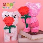 Haicaipin 58014-58015 Teddy Bear with Rose Bearbrick