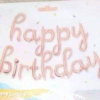 เซ็ตลูกโป่งฟอยล์ข้อความ HAPPY BIRTHDAY Font ตัวเขียน สี Rosegold