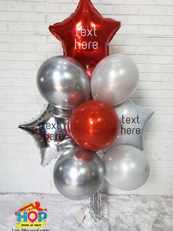 ช่อลูกโป่งยางผสมฟอยล์อัดลมใส่ก้าน ตั้งพื้น สูง1.50 เมตร (สั่งทางไลน์ @houseofparty นะคะ)