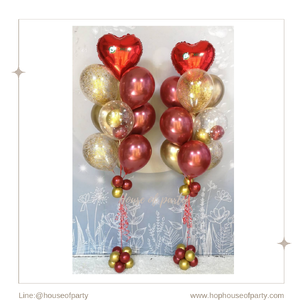 ช่อลูกโป่ง 10 ลูก พร้อมตกแต่ง สี Super Metalic สีเข้มและเงาพิเศษ สำเนา