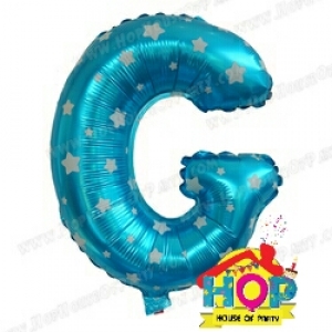 ลูกโป่งฟอยส์ตัวอักษร G ขนาด 14 นิ้ว สีฟ้าลายดาว