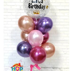 ช่อลูกโป่งอัดลม ช่อ 10 ลูก สี Super Metalic (งานลม) สั่งทางไลน์@houseofparty นะคะ