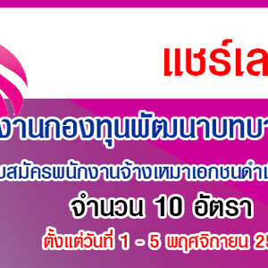 สํานักงานกองทุนพัฒนาบทบาทสตรี รับสมัครพนักงานจ้างเหมาเอกชนดําเนินงาน 10 อัตรา รับสมัครด้วยตนเอง ตั้งแต่วันที่ 1 - 5 พฤศจิกายน 2564