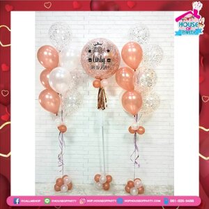 Set ช่อลูกโป่ง 18 นิ้ว พร้อมช่อลูกโป่ง10สีมุกใบด้านข้าง