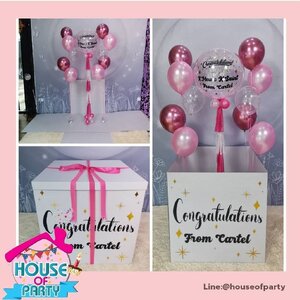 Surprise Box Size L กล่องขนาด 90x90 cm. ลูกโป่งใหญ่ 24"(สั่งทาง Line:@houseofparty นะคะ)