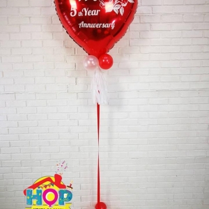 ช่อลูกโป่งฟอยล์เดี่ยวรูปหัวใจ ขนาด 32" พร้อมตกแต่ง